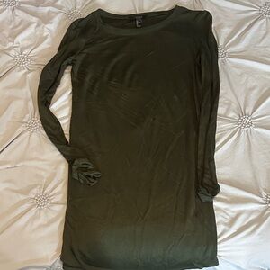 Forever 21 Olive Long Sleeve Dress